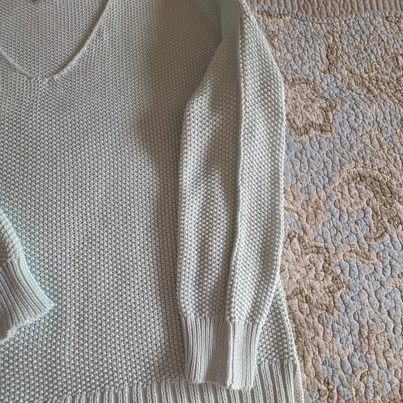 Pale Mint Pastel Lucky Brand Cotton-Blend Pullover V-Neck Sweater - Picture 5 of 8